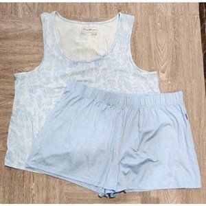 Eddie Bauer Women's Size XXL Sleep Set Lounge Shorts Blue Top Sleepwear